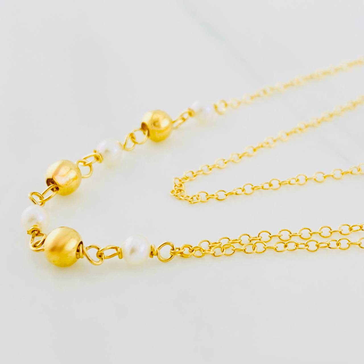 Cadena Aro Seguido Bolas 3g / 45cm / 1.35mm Oro Amarillo 18K