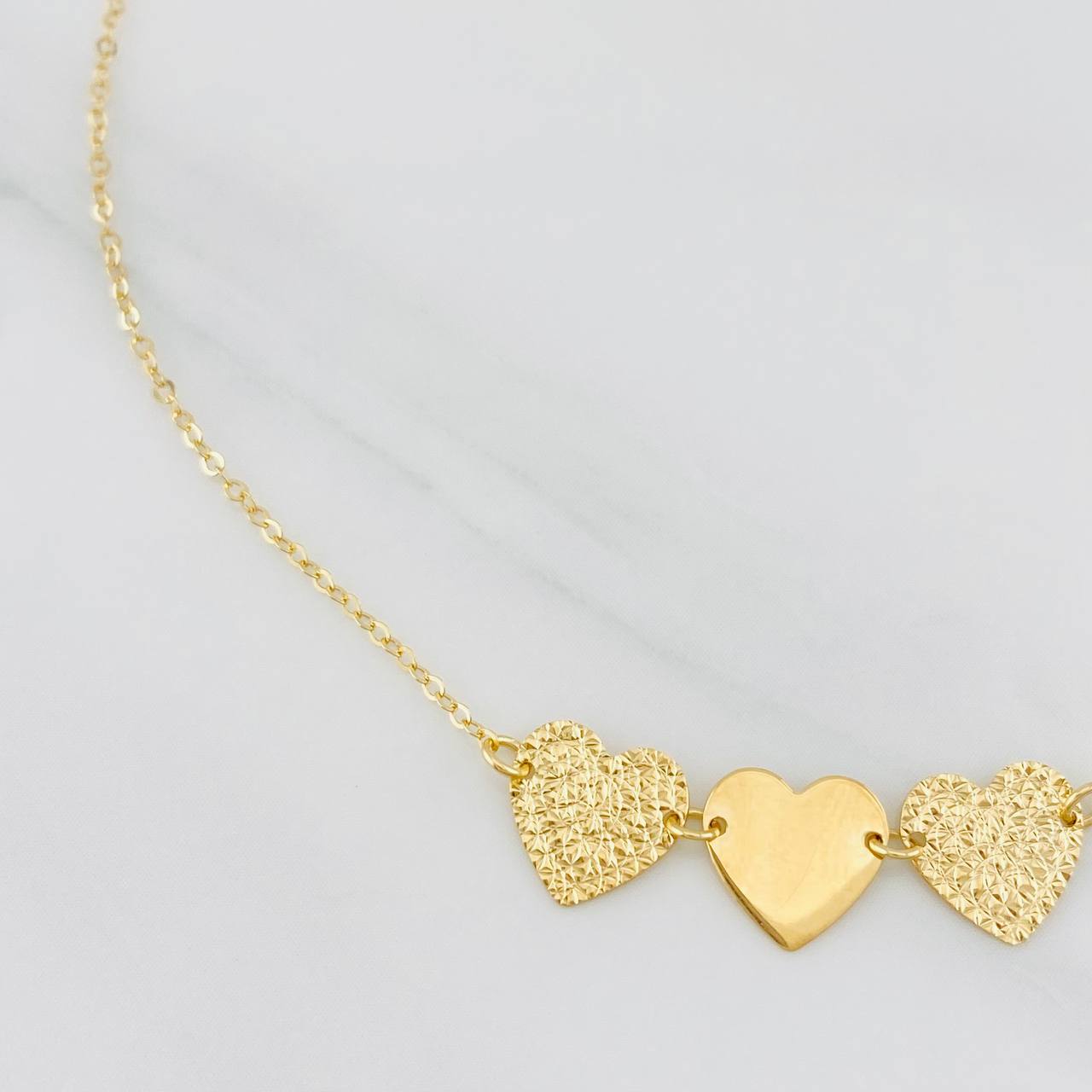 Pulso Modulable Aro Seguido Corazones 1.1g / 18.4cm - 16.5cm / 1.13mm Oro Amarillo 18K