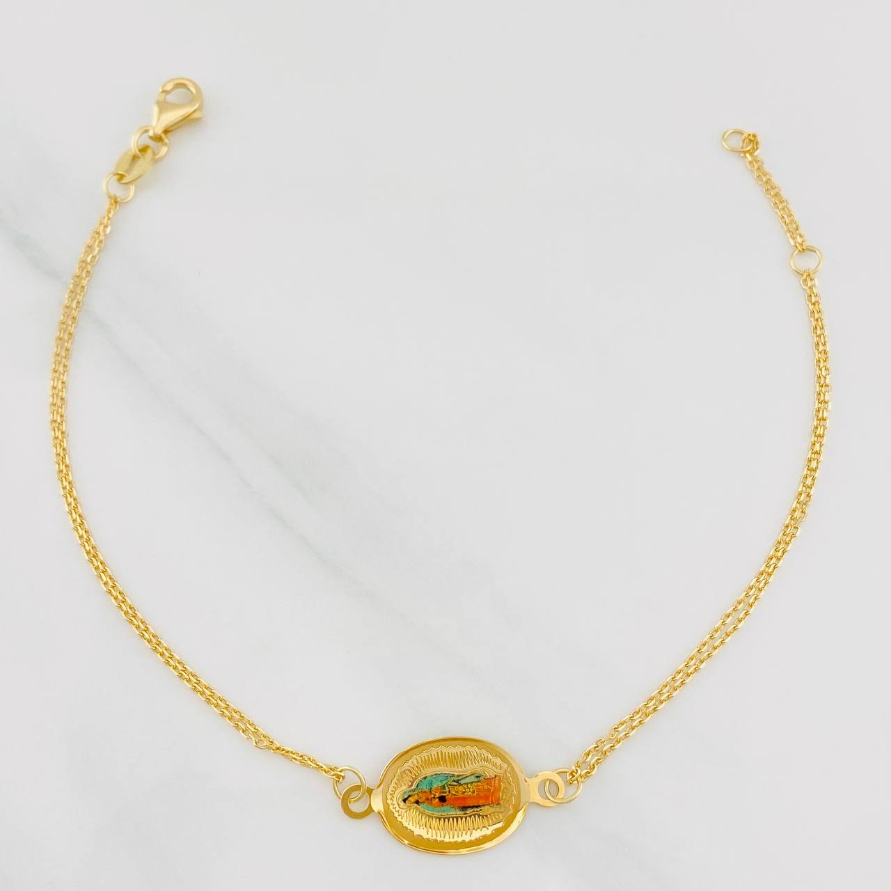 Pulso Modulable Aro Seguido Virgen Guadalupe 1.8g / 18.2cm - 16.7cm / 0.85mm Oro Amarillo 18K