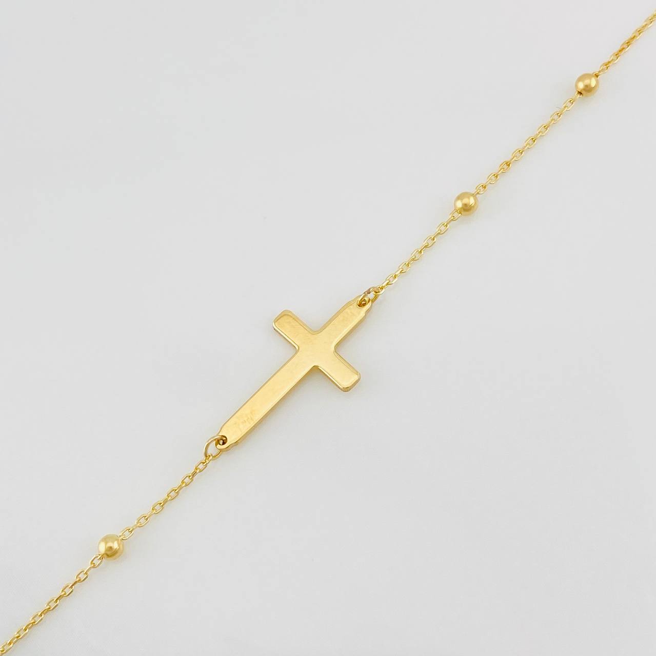 Pulso Modulable Aro Seguido Cruz 1.45g / 18.2cm - 16.3cm / 0.83mm Oro Amarillo 18K