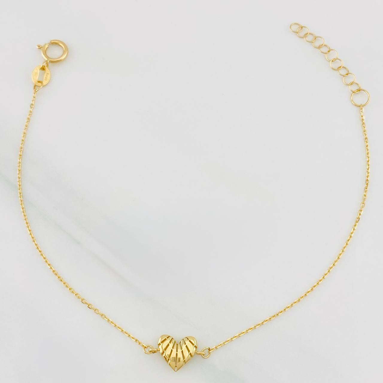 Pulso Modulable Aro Seguido Corazon 0.85g / 18.5cm - 16.3cm / 0.85mm Oro Amarillo 18K