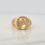 Anillo Herradura Caballo 5.45gr / T8 1/2 / Dos Oros Amarillo Blanco 18K