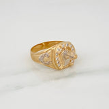 Anillo Herradura Caballo 5.45gr / T8 1/2 / Dos Oros Amarillo Blanco 18K