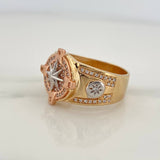 Anillo Brujula Estrella Cardinal 10gr / T11 / Tres Oros 18K $