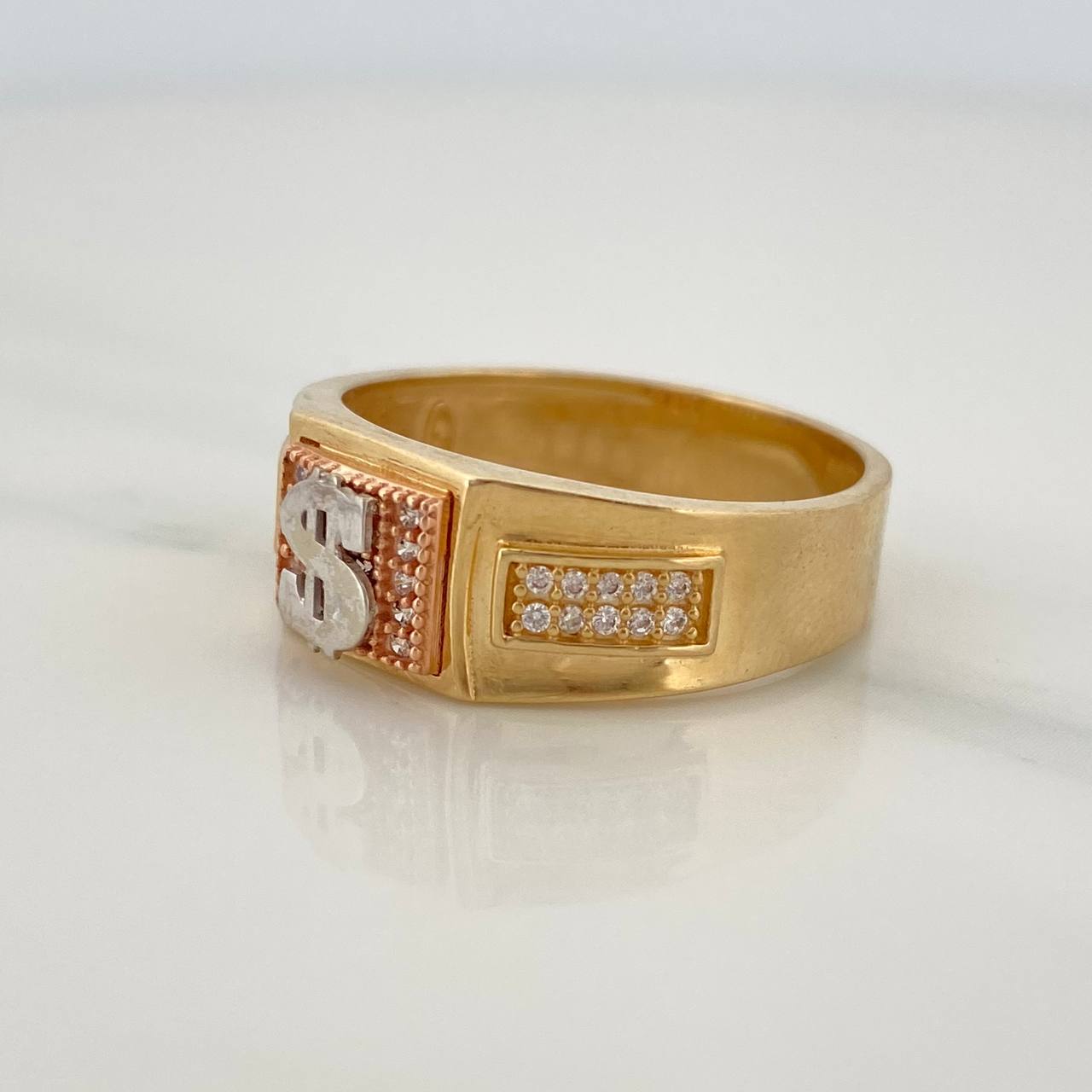Anillo Signo Peso 6.7gr / T10 / Tres Oros 18K