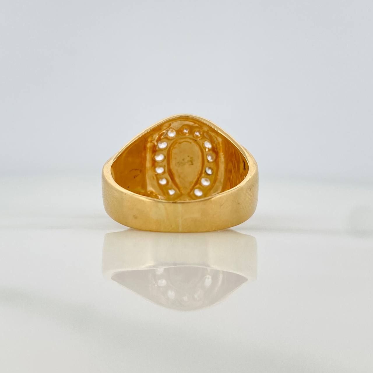 Anillo Sello Herradura 10.8gr / T12 1/4 / Dos Oros Amarillo Blanco 18K
