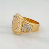 Anillo Sello Herradura 10.8gr / T12 1/4 / Dos Oros Amarillo Blanco 18K