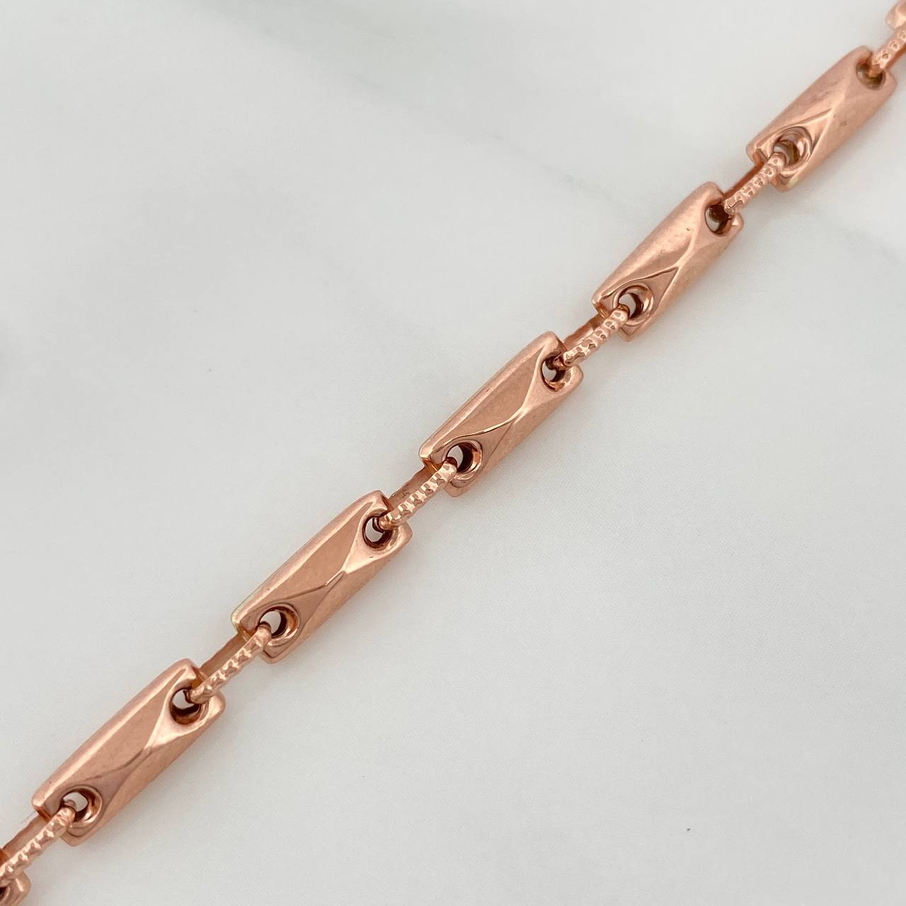 Pulso Rustico Rombo 4.85gr / 21cm / 1.6mm Oro Rosa 18K %