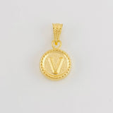 Dije Mate Letra V Bordeado 0.4g / 1.5cm Oro Amarillo 18K