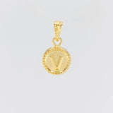 Dije Mate Letra V Bordeado 0.4g / 1.5cm Oro Amarillo 18K