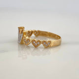 Anillo Corona Corazones 2.8gr / T6 3/4 / Dos Oros Amarillo Blanco 18K %