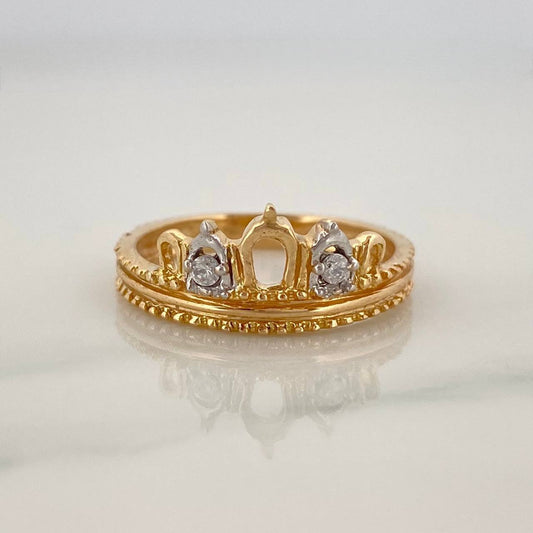 Anillo Corona 2.5gr / T5 1/2 / Dos Oros Amarillo Blanco 18K %
