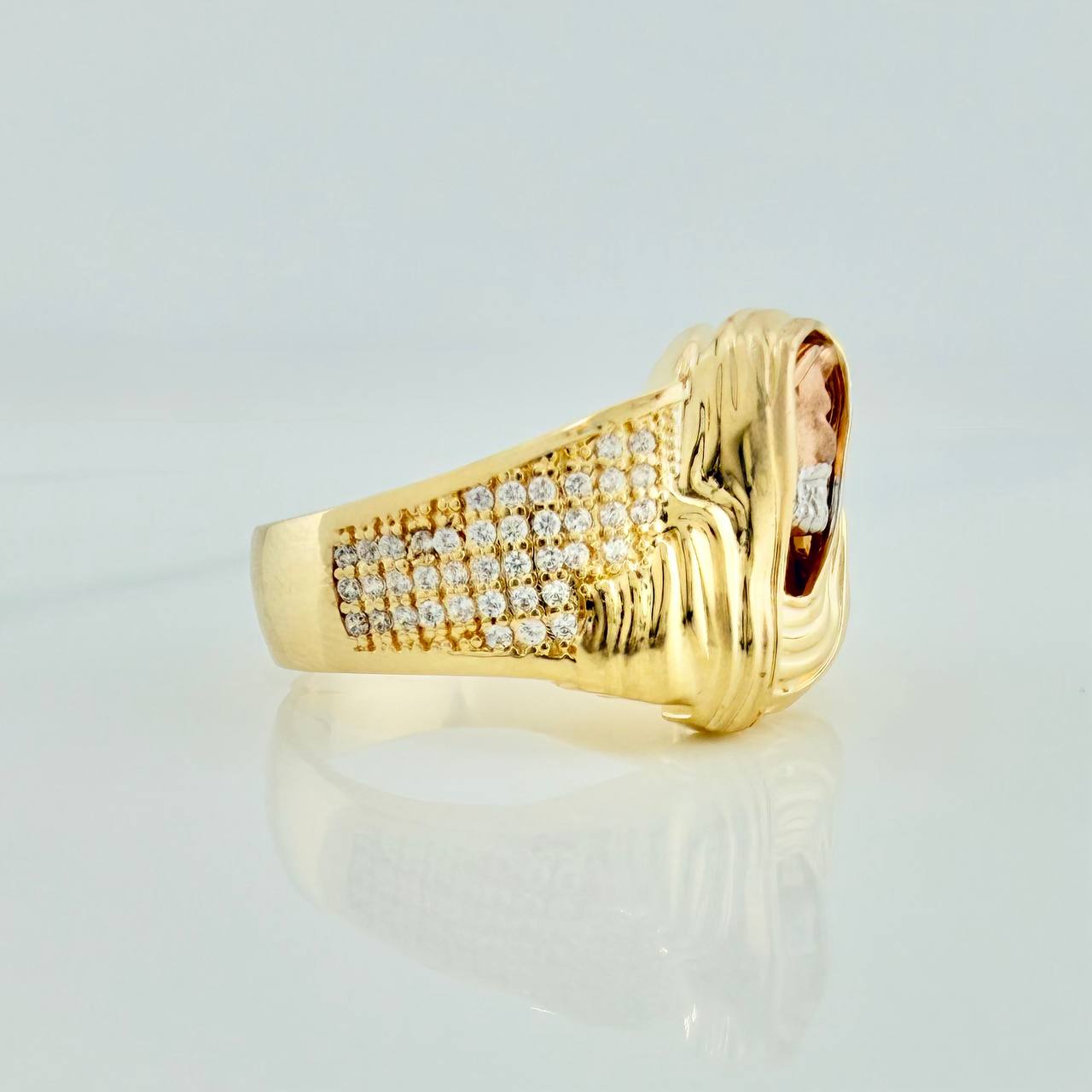 Anillo Rostro De Cristo 8.2gr / T11 1/4 / Tres Oros 18K