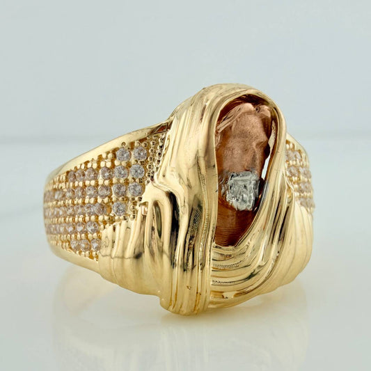 Anillo Rostro De Cristo 8.2gr / T11 1/4 / Tres Oros 18K