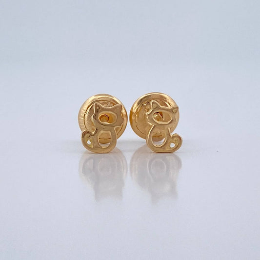 Topos Silueta Gato 0.6gr / 3.7mm Oro Amarillo 18K %