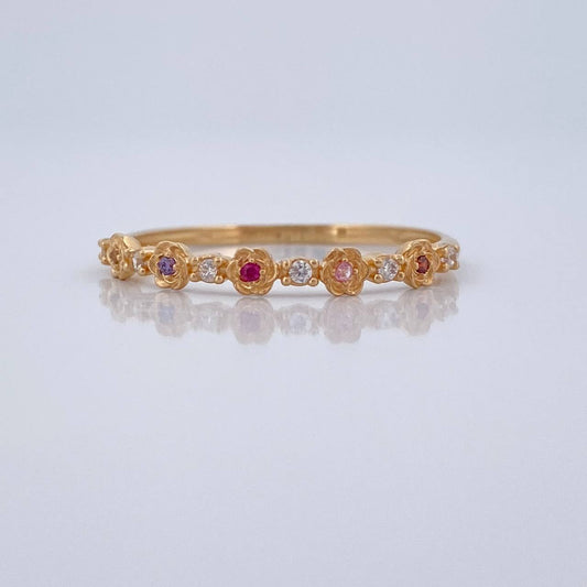 Anillo Churumbela Flores 1.4gr / T8 3/4 / Oro Amarillo 18K %
