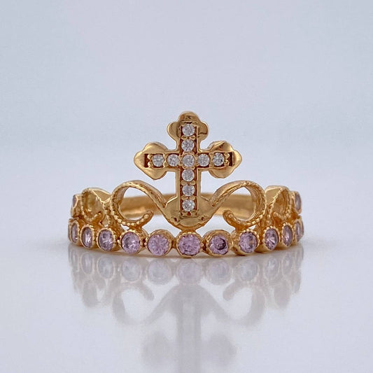 Anillo Cruz Tiara 2.4gr / T6 / Oro Amarillo 18K %