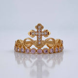 Anillo Cruz Tiara 2.4gr / T6 / Oro Amarillo 18K %