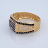 Anillo Sello Rectangular 5.3gr / T10 3/4 / Dos Oros Negro Amarillo 18K %