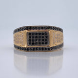 Anillo Sello Rectangular 5.3gr / T10 3/4 / Dos Oros Negro Amarillo 18K %