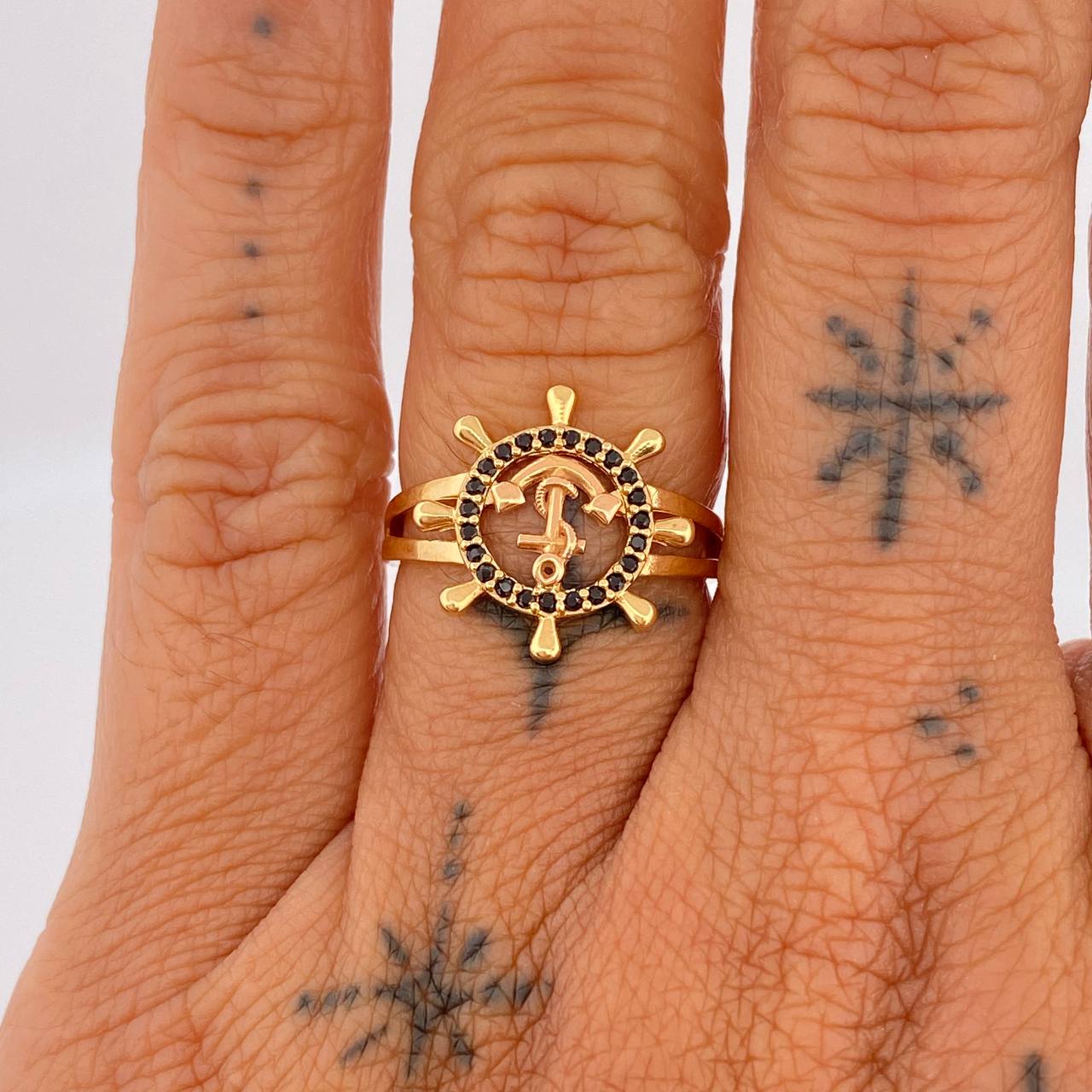 Anillo Ancla Timon 2.75gr / T6 3/4 / Dos Oros Amarillo Rosa 18K %