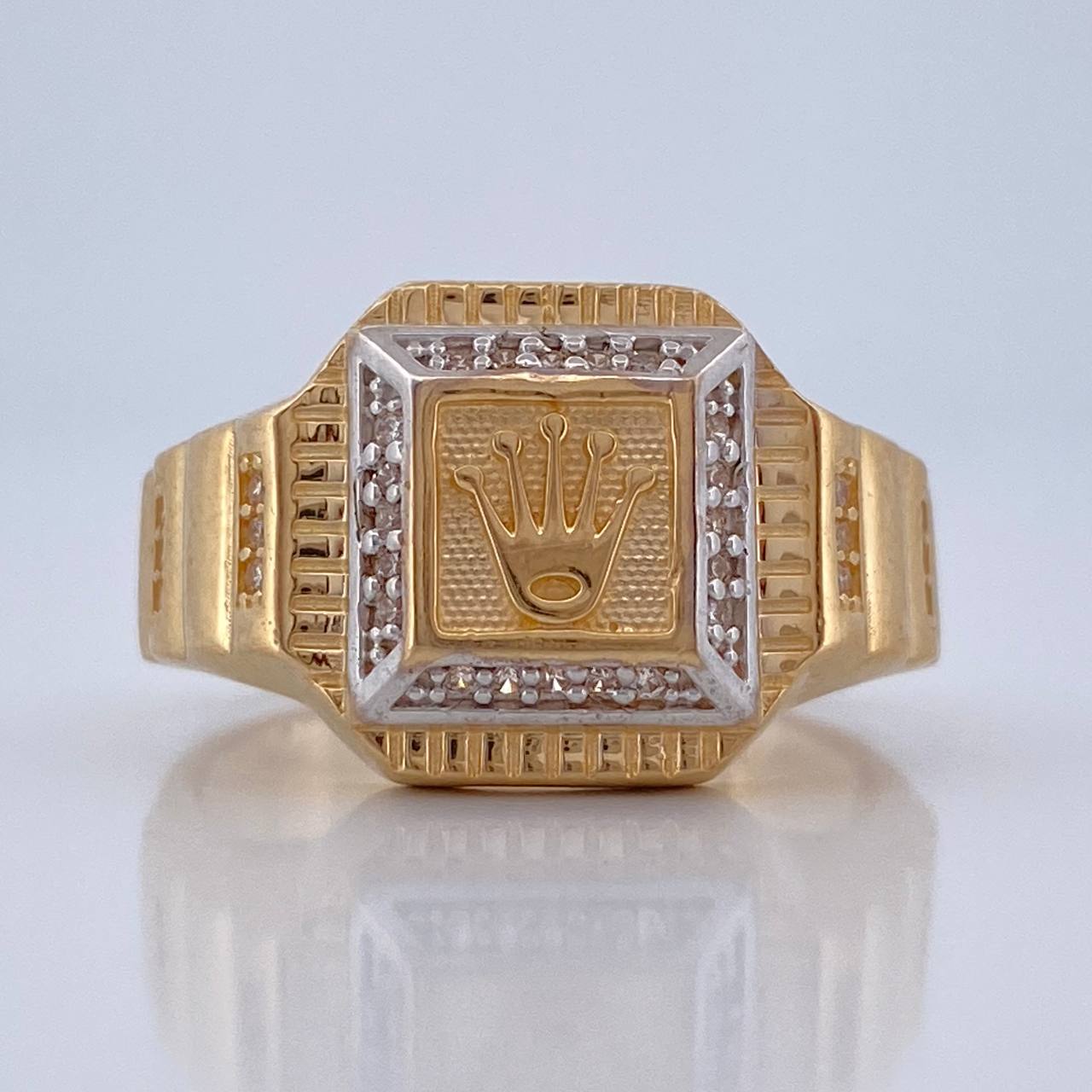 Anillo Corona 6.3gr / T10 / Dos Oros Amarillo Blanco 18K %