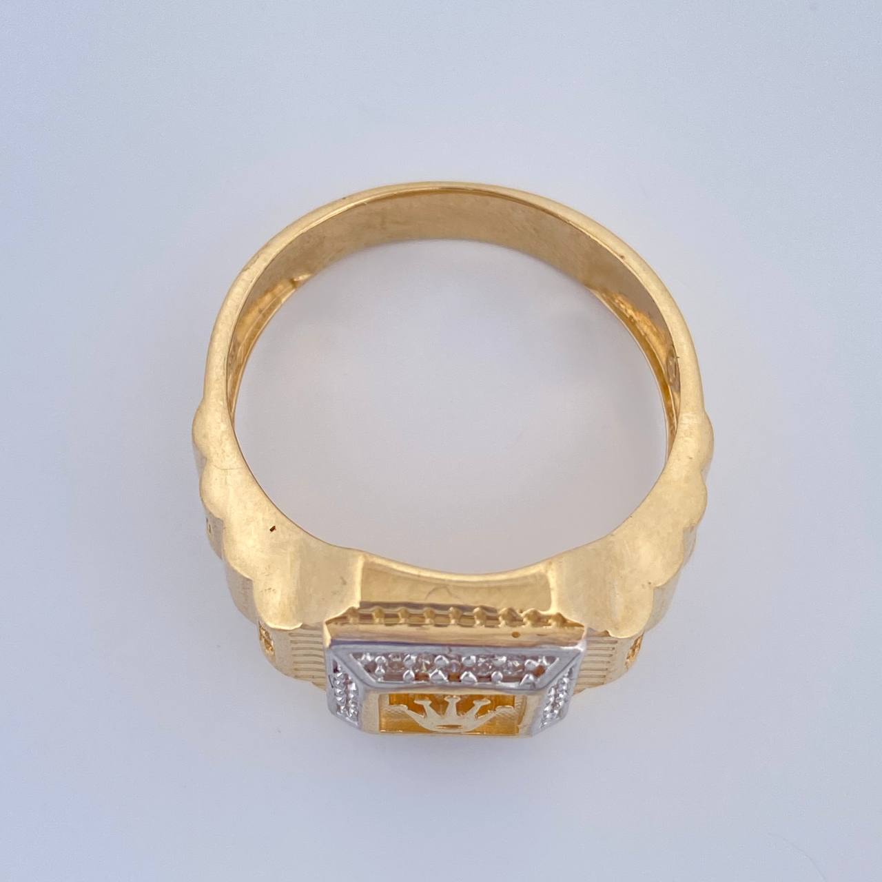 Anillo Corona 6.3gr / T10 / Dos Oros Amarillo Blanco 18K %