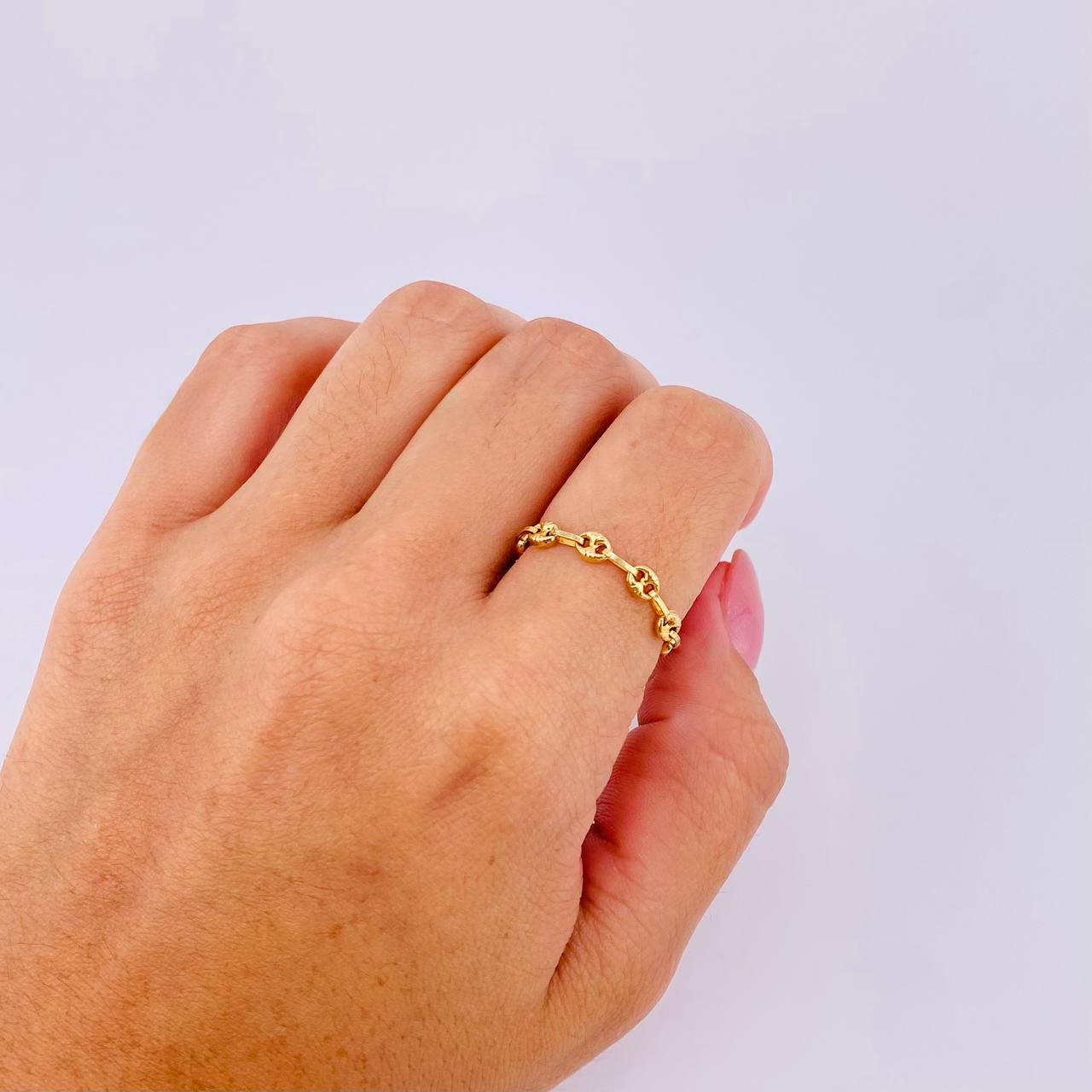 Anillo Gc Diamantado 0.85gr / T7 - T7 1/2 / 3.4mm Oro Amarillo 18K
