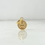 Dije Letra A 0.35gr / 1.5cm / Circulo Texturizado Oro Amarillo 18K *