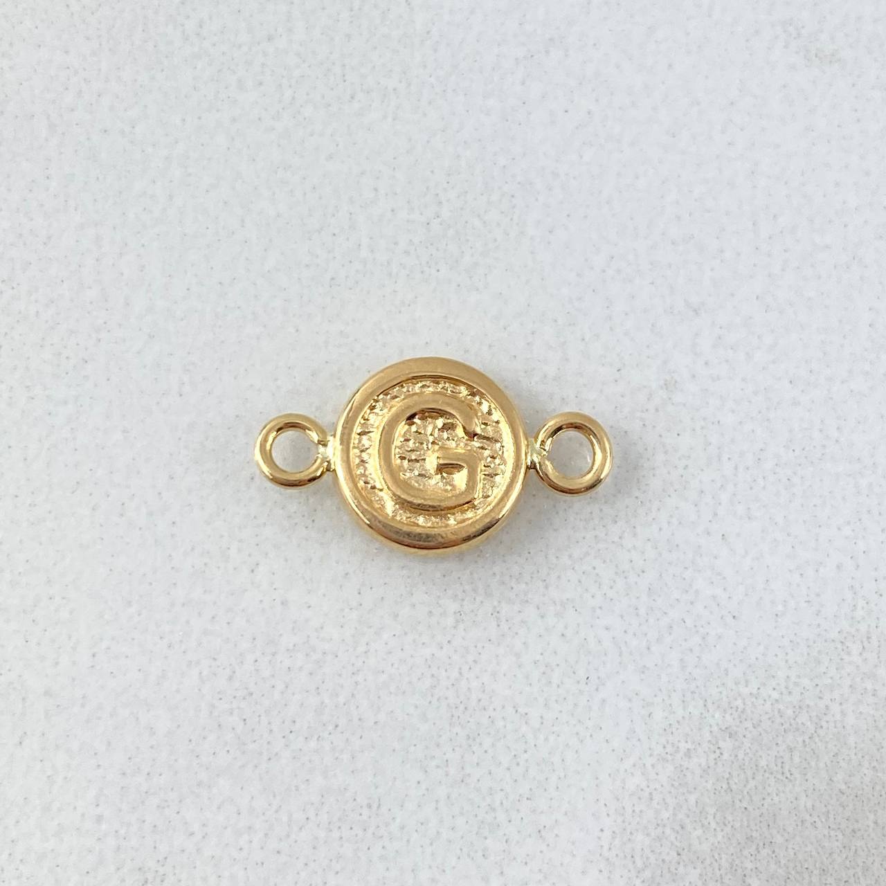 Herraje Letra G 0.35gr / 1.5cm / Circulo Texturizado Oro Amarillo
