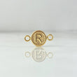 Herraje Letra R 0.4gr / 1.5cm / Circulo Texturizado Oro Amarillo