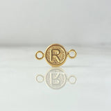 Herraje Letra R 0.4gr / 1.5cm / Circulo Texturizado Oro Amarillo