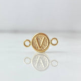 Herraje Letra V 0.4gr / 1.5cm / Circulo Texturizado Oro Amarillo