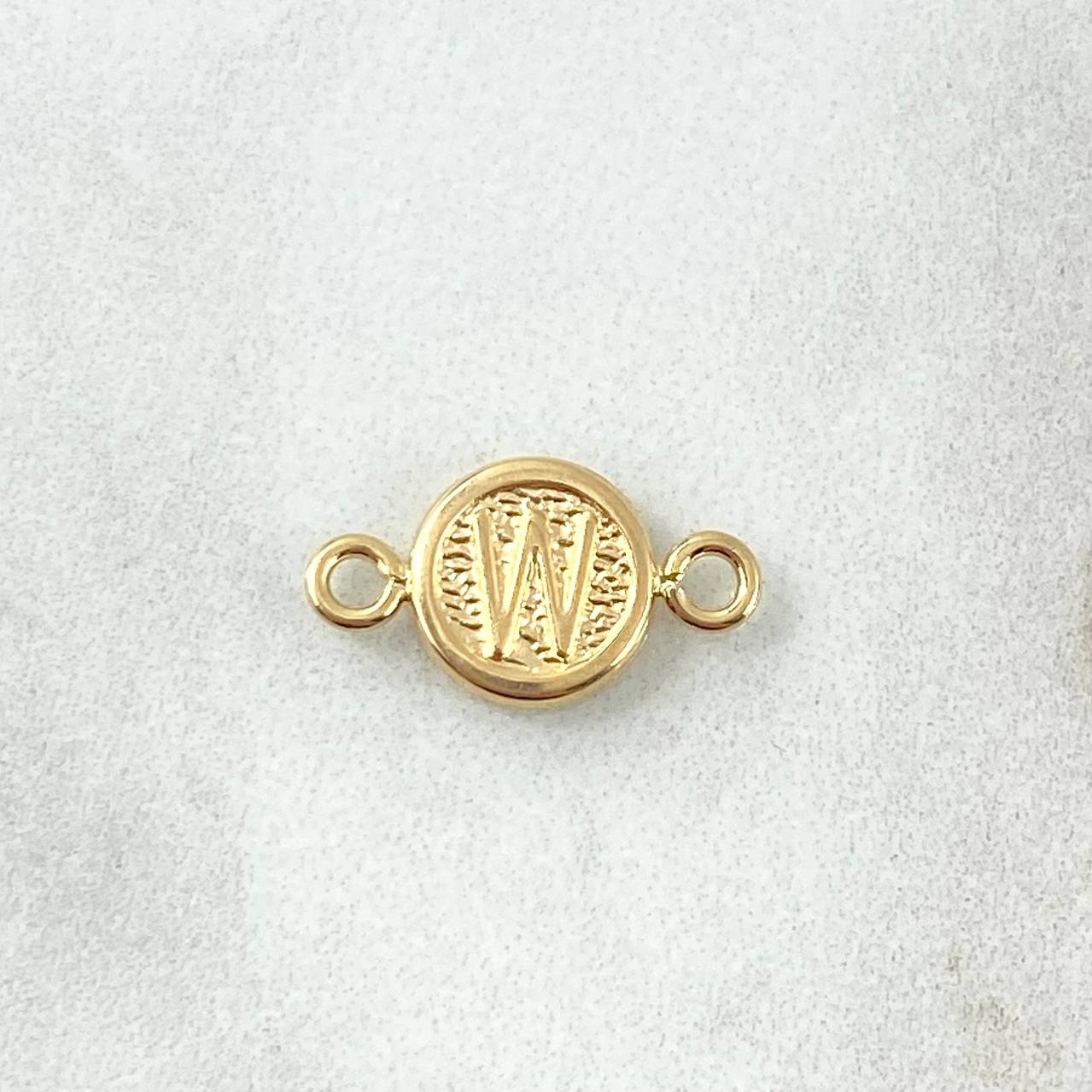 Herraje Letra W 0.4gr / 1.5cm / Circulo Texturizado Oro Amarillo