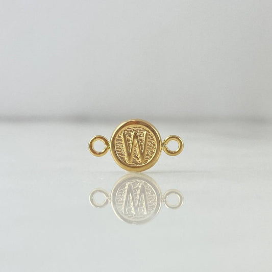 Herraje Letra W 0.4gr / 1.5cm / Circulo Texturizado Oro Amarillo