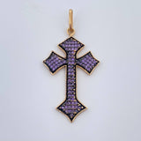 Dije Cruz Gotica 2.3gr / 3.6cm / Dos Oros Negro Amarillo 18K &