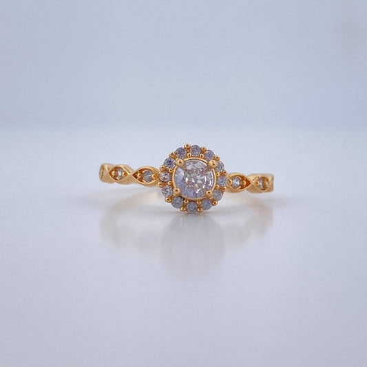 Anillo Halo Ojos 1.85gr / T6 1/2 / Oro Amarillo 18K &
