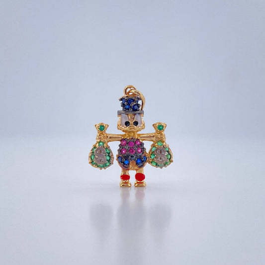 Dije Pato Bolsas De Dinero 1.6gr / 2.2cm / Tres Oros 18K &