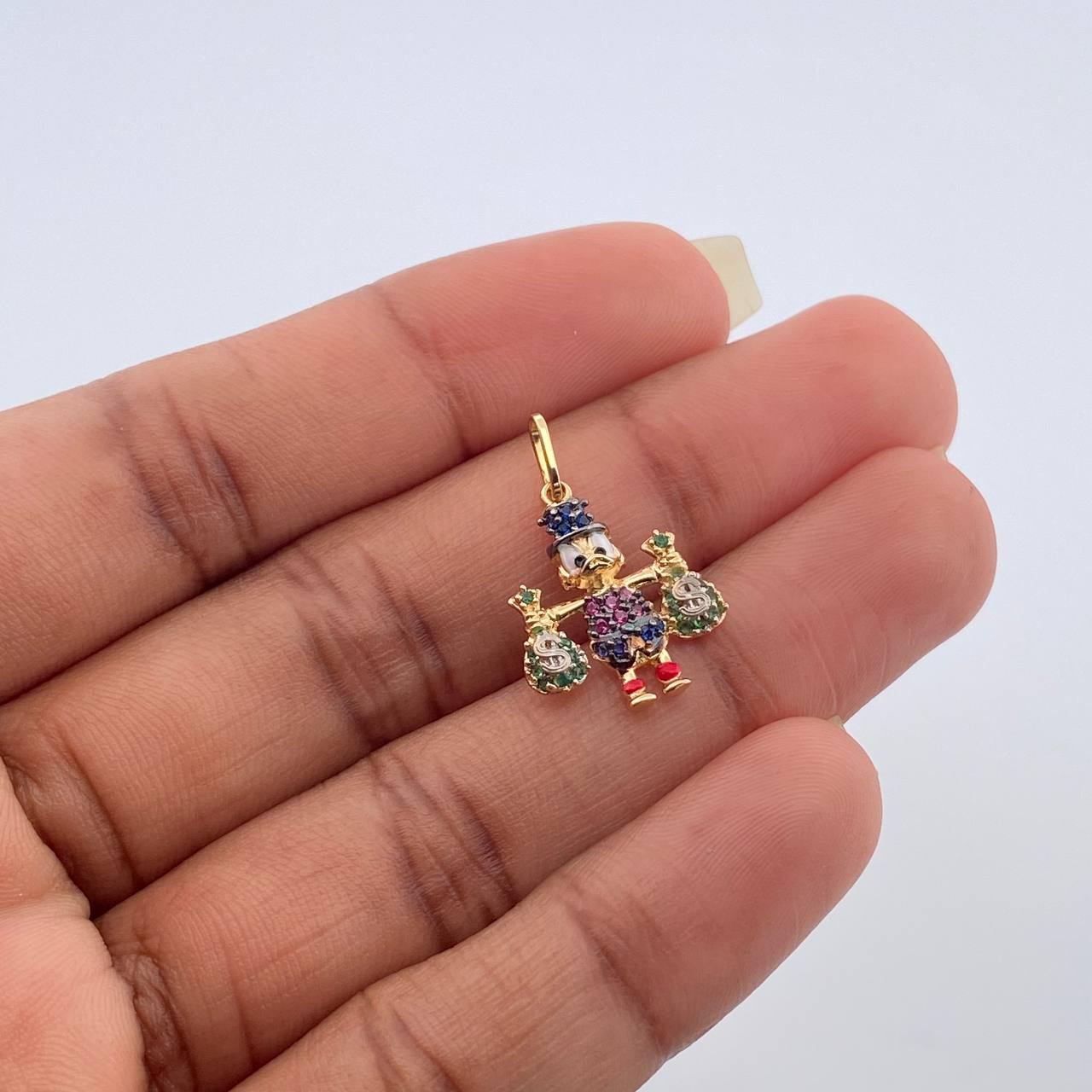 Dije Pato Bolsas De Dinero 1.55gr / 2.2cm / Tres Oros 18K &