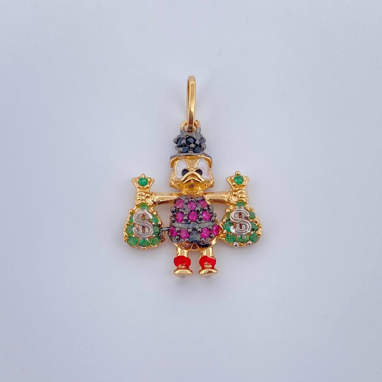 Dije Pato Bolsas De Dinero 1.55gr / 2.2cm / Tres Oros 18K &