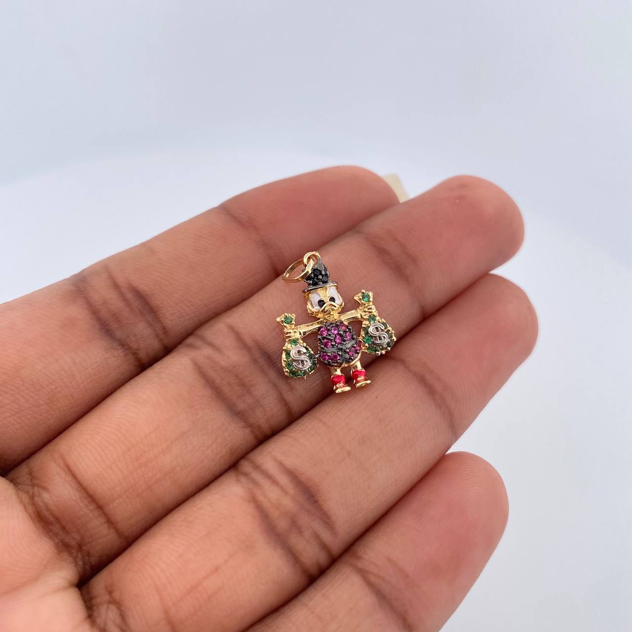 Dije Pato Bolsas Dinero 1.6gr / 2.2cm / Tres Oros 18K &