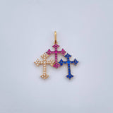 Dije Trio Cruces 1.45gr / 2.5cm / Dos Oros Negro Amarillo 18K &