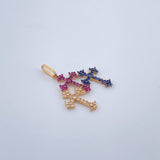 Dije Trio Cruces 1.45gr / 2.5cm / Dos Oros Negro Amarillo 18K &