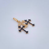 Dije Trio Cruces 1.5gr / 2.5cm / Dos Oros Negro Amarillo 18K &