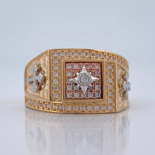 Anillo Estrella Cardinal 8.25gr / T10 / Tres Oros 18K %