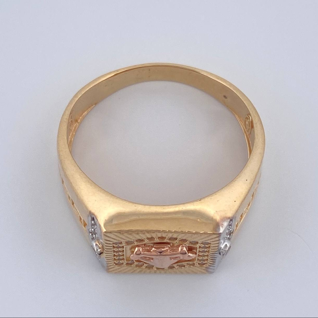 Anillo Ancla 6.8gr / T9 3/4 / Dos Oros Amarillo Blanco 18K %