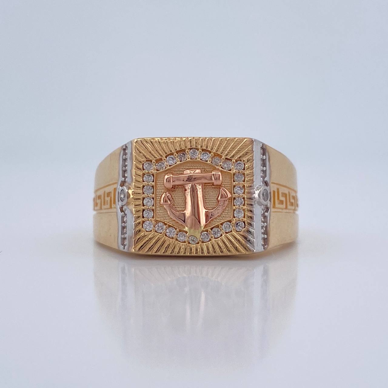 Anillo Ancla 6.8gr / T9 3/4 / Dos Oros Amarillo Blanco 18K %