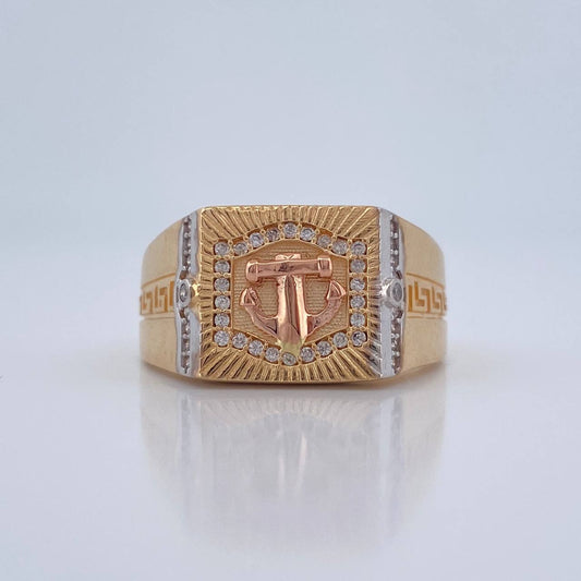 Anillo Ancla 6.8gr / T9 3/4 / Dos Oros Amarillo Blanco 18K %