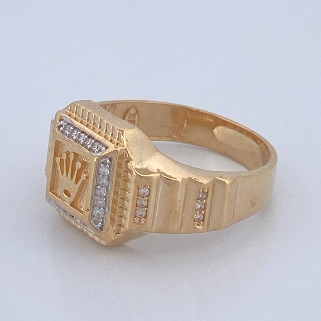 Anillo Sello Corona 6.7gr / T10 1/4 / Dos Oros Amarillo Blanco 18K %