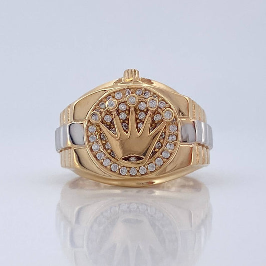 Anillo Corona 7.25gr / T6 3/4 / Dos Oros Amarillo Blanco 18K %